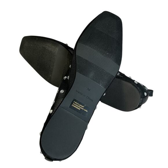 Open Edit Ballet Flats Black Mesh Sparkling Crystal Dazzle Rubber Sole Size 8 - Picture 5 of 8